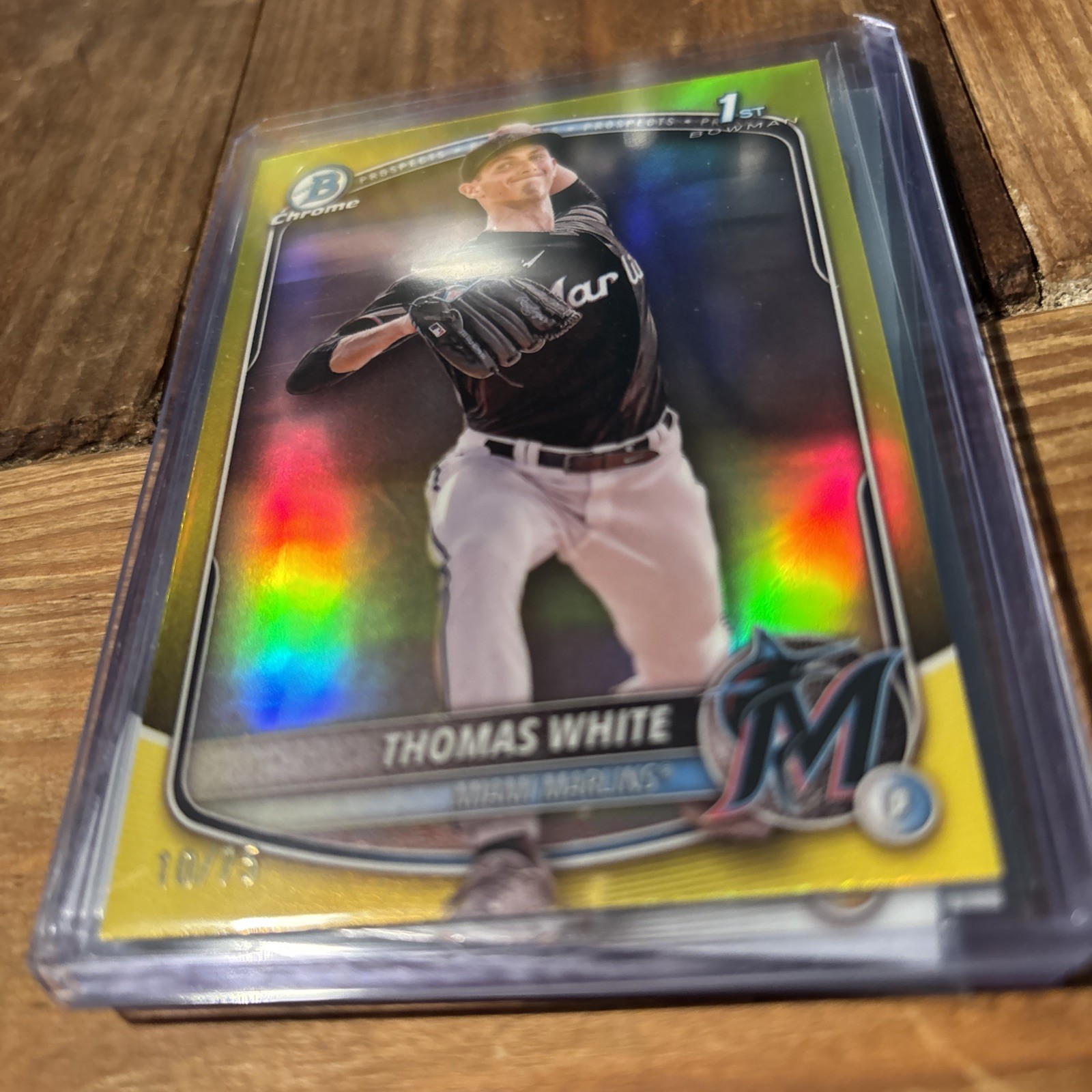 2025 Bowman Chrome Prospects Thomas White #BCP-69 Yellow Refractor /75 (RC)