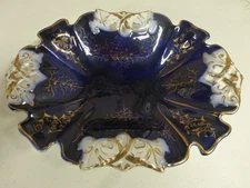 Vintage Graf Reichenbach German Echt Kobalt Porcelain Oval Bowl Used