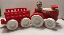 Brio Red Tractor with Trailer and Figure 3 Pieces My Home Town Farm Collection