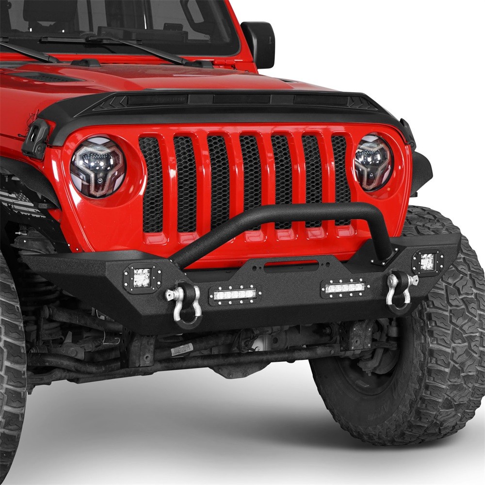 Steel Black Mid Width Front Bumper w/Winch Plate Fit Jeep Wrangler JK 2007-2018 thumbnail 7