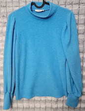 Zenana Fleece Pullover Blue Sweatshirt Women's Medium Long Sleeve Stretch Top