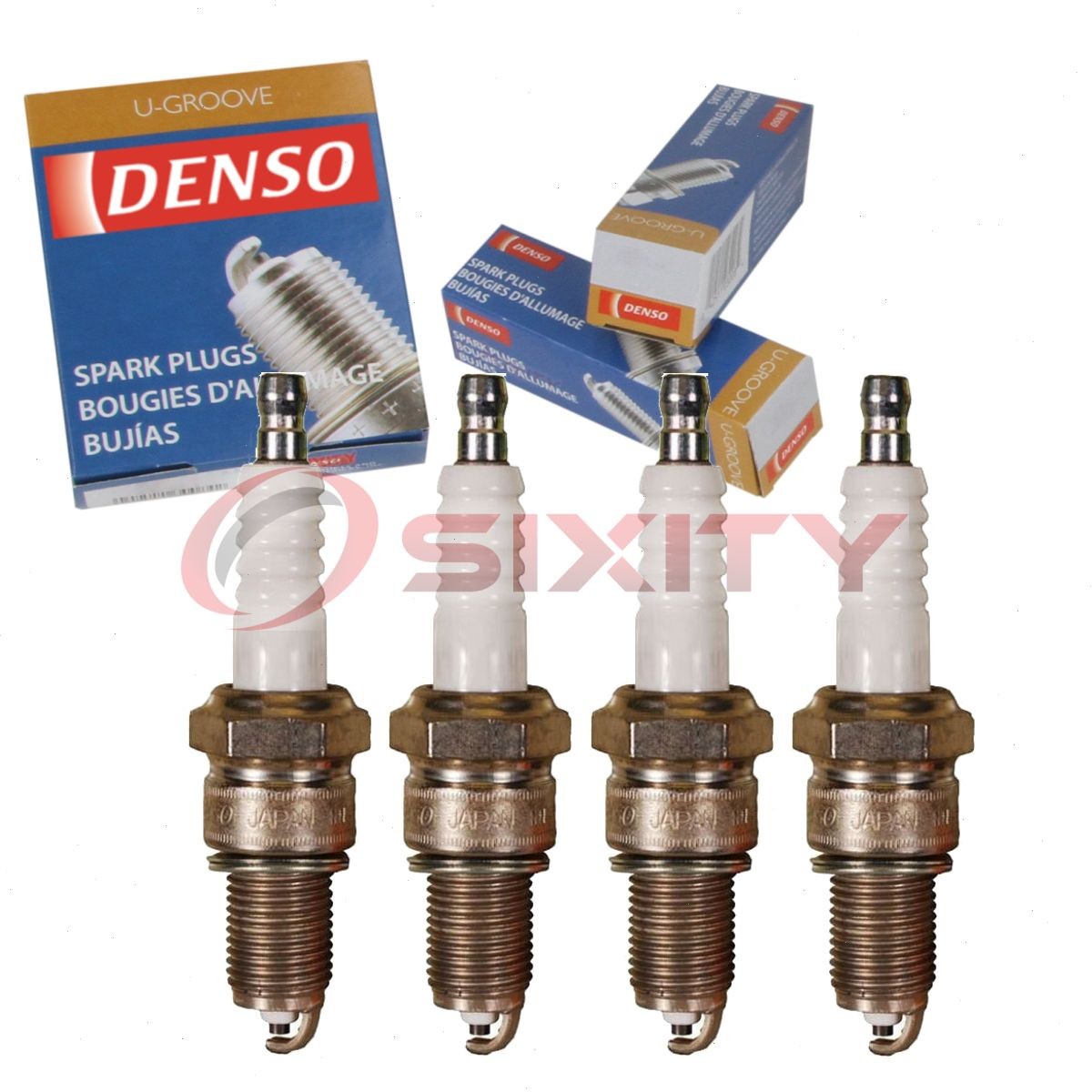 4 pc DENSO 3011 Standard U-Groove Spark Plugs for W14EX-U 3432 Ignition Wire ew