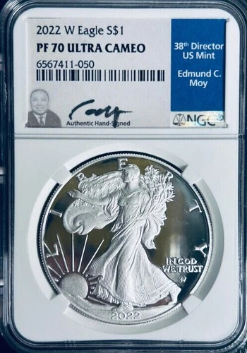2022 W Proof 1 T. Oz  .999 American $1 Silver Eagle Graded PR-70 NGC Ultra Cameo