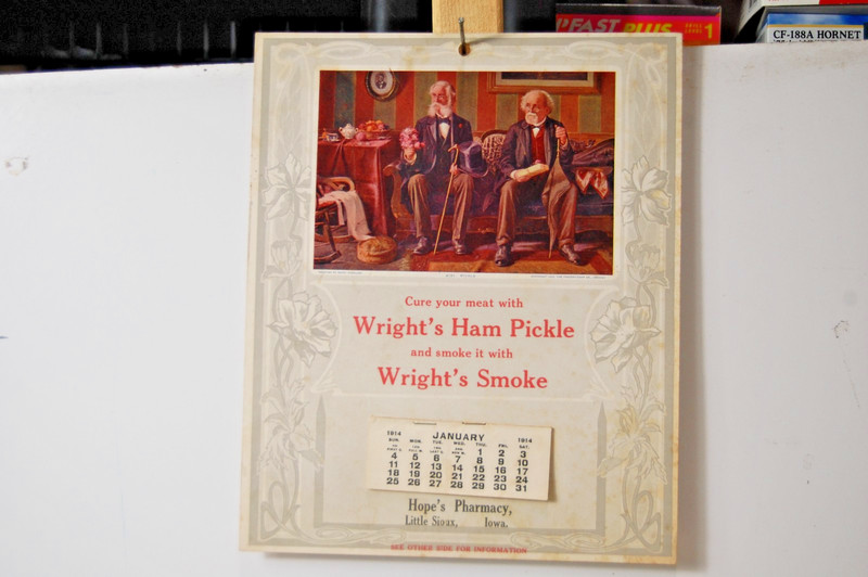 Antique wall hanging 1914 Advertising calendar Wrights Ham Pickle complete