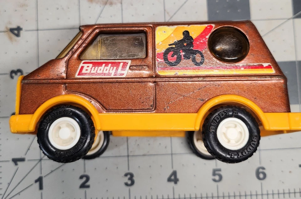 Винтажная литая игрушка фургон для мотокросса 1970-е Buddy L прессованная сталь - Изображение 2 из 4