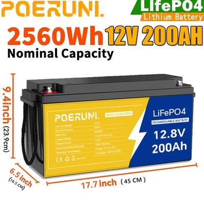#ad NEW 12V 200Ah Lithium LiFePO4 Battery 2560Wh BMS Deep Cycle For Marine RV Solar $189.69