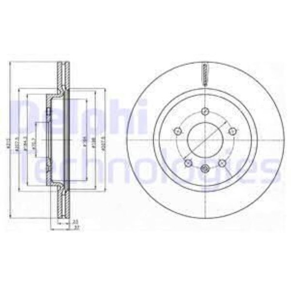 Delphi Bremsscheiben Hinten Ø315 BelüFtet FüR Opel Zafira Tourer C P12 Vauxhall-image