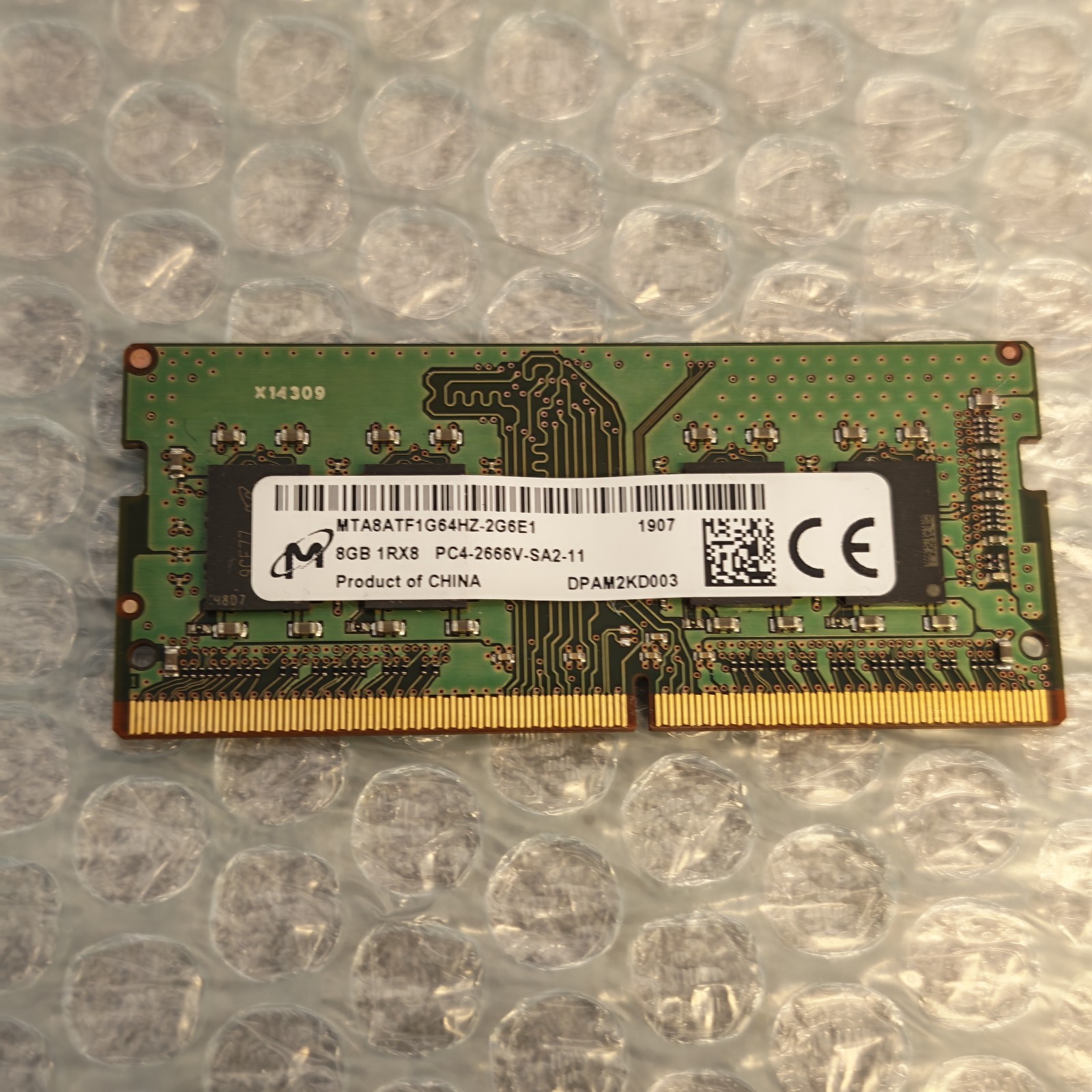 RAM 8GB DDR4 2666MHz Micron SO-DIMM PC4-2666V 1Rx8 Notebook MTA8ATF1G64HZ-2G6E1