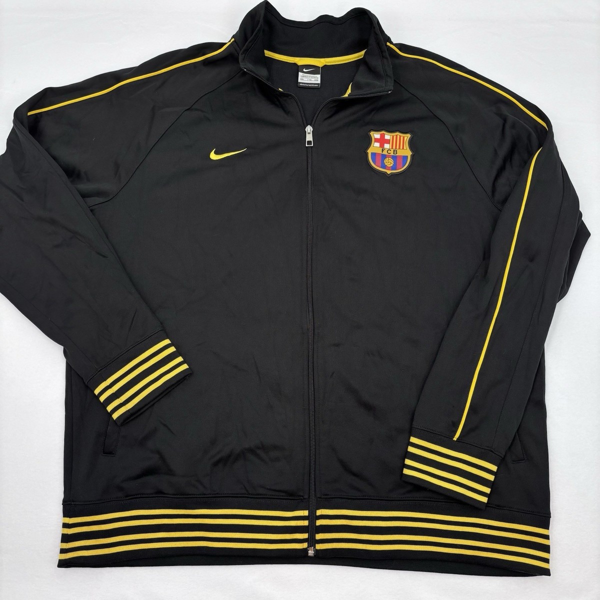 Nike FC Barcelona Track Jacket XXL Black Yellow Full Zip Soccer