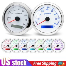 85mm Waterproof Tachometer Gauge 0-8000rpm W 7 Colors Led For Car Boat Us Stock