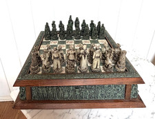 VINTAGE Aztec Mayan Dragon Chess Set Rare Collectible Green Chess Board & Pieces