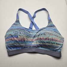 Victoria's Secret Women Sports Bra 34DD Blue Geometric Racerback Adjustable