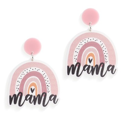 Mothers Day Earrings for Mom Women, Cute Rainbow Pink Acrylic Initial Letter Dan