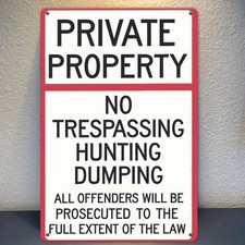 Tin Metal Signs Home D cor Wall Art 8x12 Private Property No Trespassing Heavy-D