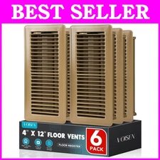 Adjustable Steel Floor Vent Covers, 4x12 Inch, 6 Pack, Brown