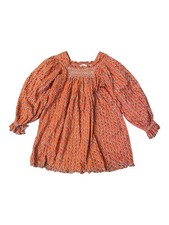DOEN Estee Dress Womens M Orange Calico Canyon Blooms Cotton Mini Dress