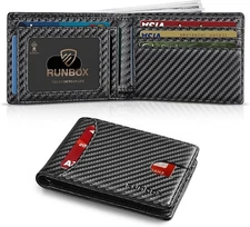 RUNBOX Novelty Wallet for Men Slim 11 Credit Card Holder Slots Leather RFID Bloc