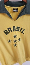 Copa Football Retro Brasil Soccer Jersey Shirt Polo Collar 1960's Mens Sz L  EUC