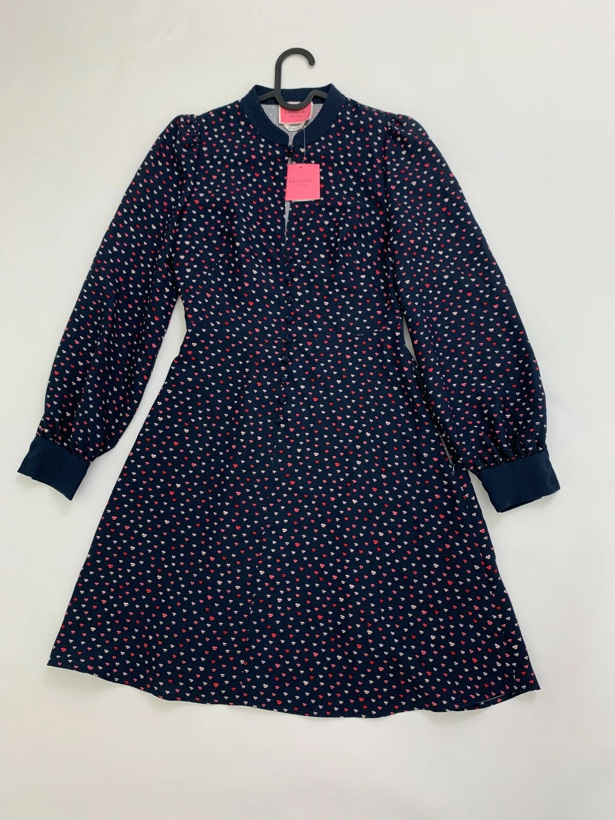 Abito New Kate Spade New York labbra crepe manica lunga taglia 00