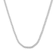 2 CT Round Real Diamond 22" Tennis Necklace 925 Sterling Silver Natural Diamond