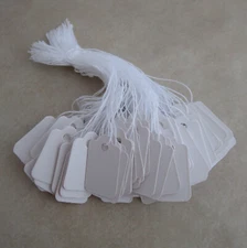 200 small white paper string price tags 23mm x 13mm for jewelry and crafts