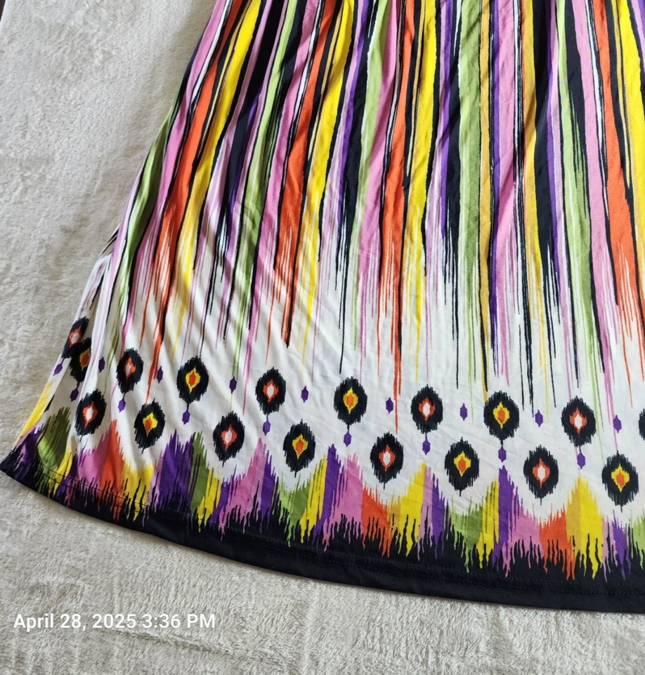 Maxi Vestido Just Love Sol Talla Grande Rayas Geométrico Acanalado Sin Tirantes Pullover Foto 2 de 4