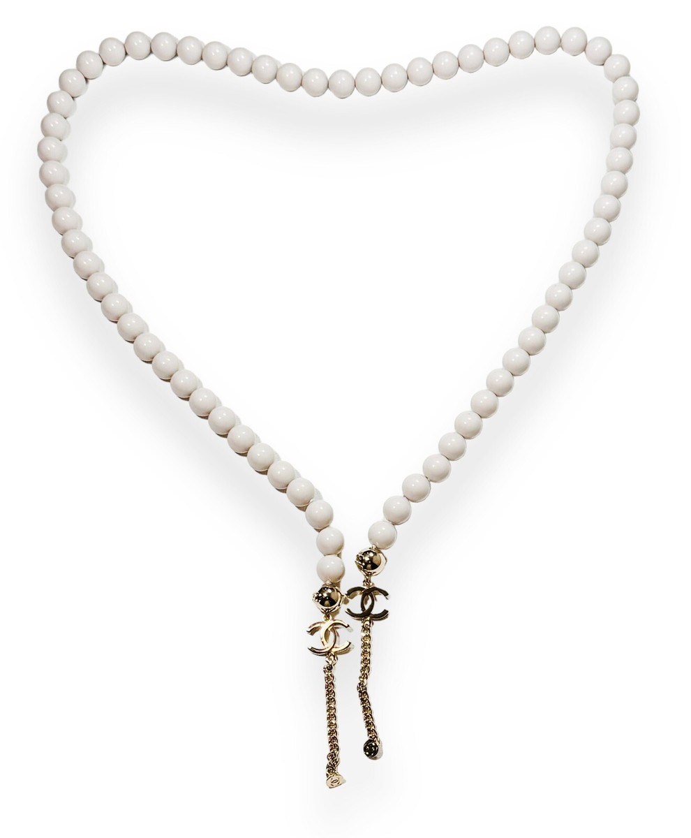 CHANEL CH5487 CH5488 CH5489 Off White Pearl Chain Authentic