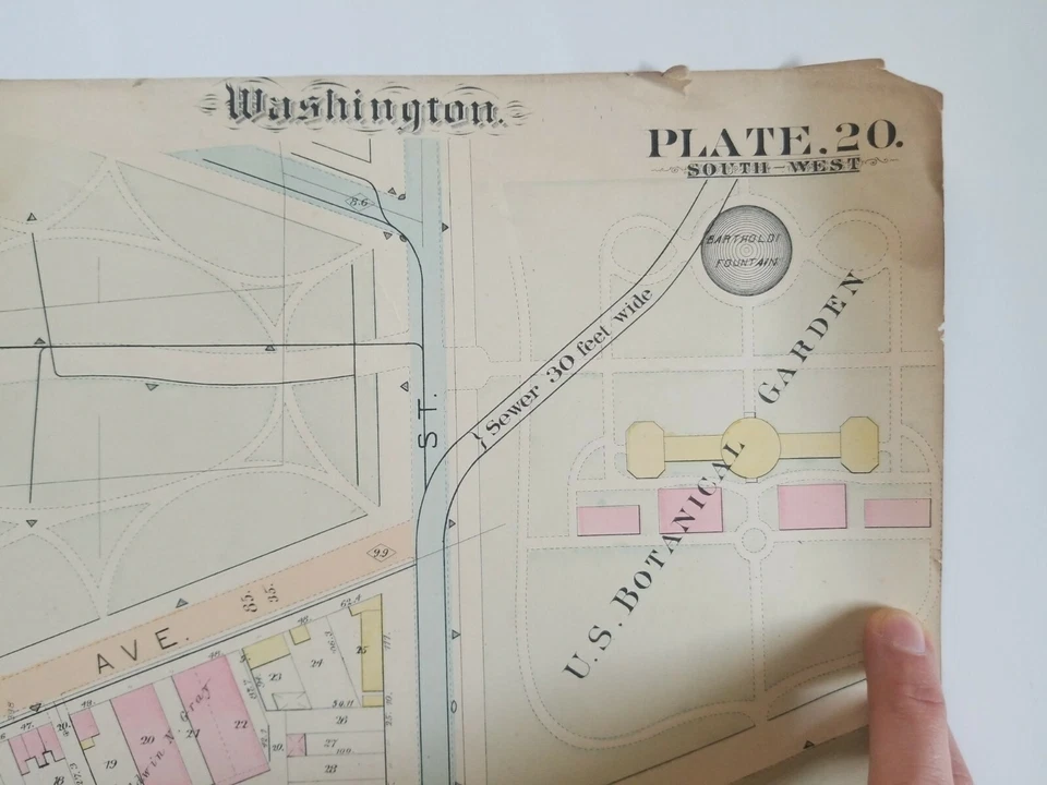 Antique WASHINGTON DC NW SW Street MAP Baist Real Estate Atlas Botanical Gardens - Image 2 of 4
