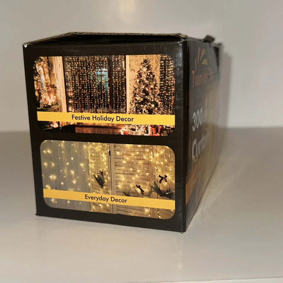 Twinkle Star 300 Led Window Curtain String Warm White 8 Modes Indoor Outdoor Use - Image 4 of 4