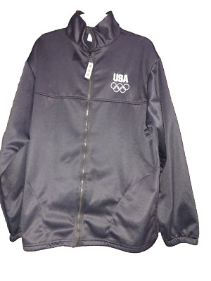 United States Olympic Committee Team Track USA Full Zip Jacket Navy Blue Size L