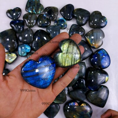 2 Lb AAA labradorite heart shape Cabochon Gemstone Lot For Jewelry Making 40-70m
