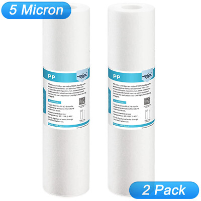 2 Pack 5 Micron 10x2.5'' Sediment Water Filter Whole House for GE FXUSC,WHKF-GD05