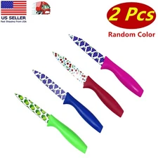 2 Pcs Random Color of Fruit Knives w Fruity Design, Casing for Blade, 3.5" Blade