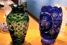 Photo 6x4 Moycullen - Celtic Crystal - Green & Blue Crystal Vases Leagaun c2012