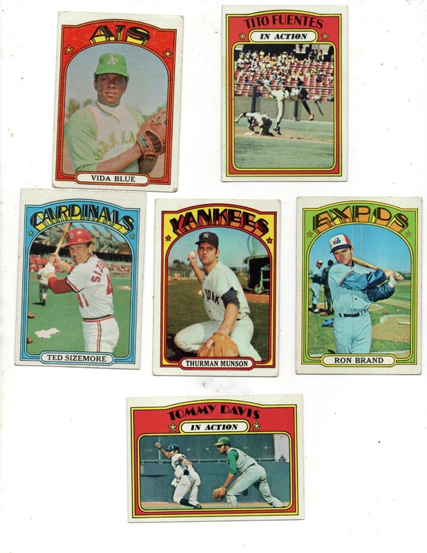 (6) 1972 Topps Baseball. #441 Thurman Munson, VG. High #773. $35.95!