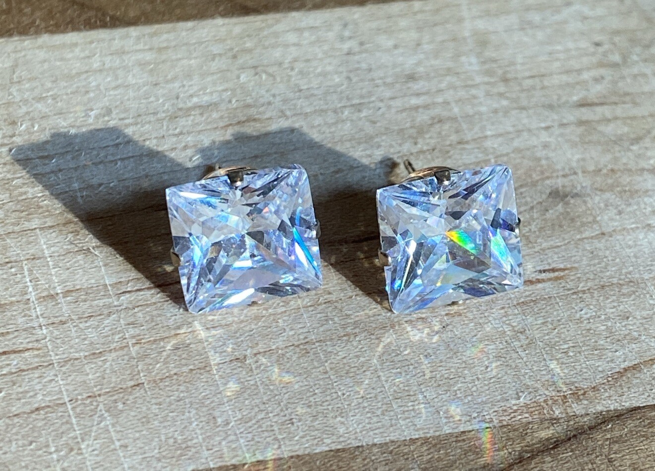 Large Sterling Silver 925 Stud Rhinestone Earrings - image 1