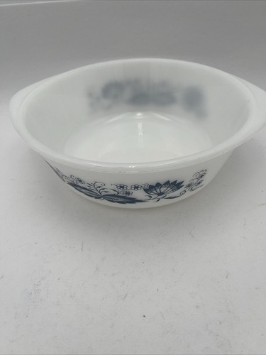 Vajilla redonda de colección vidrio de leche para horno sin tapa 514 2 cuartos. con flores modernas azules - Imagen 2 de 9