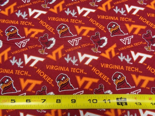 VIRGINIA TECH "HOKIES " SPORT DESIGN BRAND NEW 1/2 YARD 100% COTTON - Picture 5 of 5