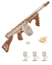 ROKR Thompson Submachinegun 3D Wooden Puzzle Model Adults DIY Best Gifts