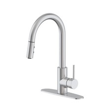 Westbrass KD08B-20 Dual Spray Push Button Mode Kitchen Faucet with Pull Down ...