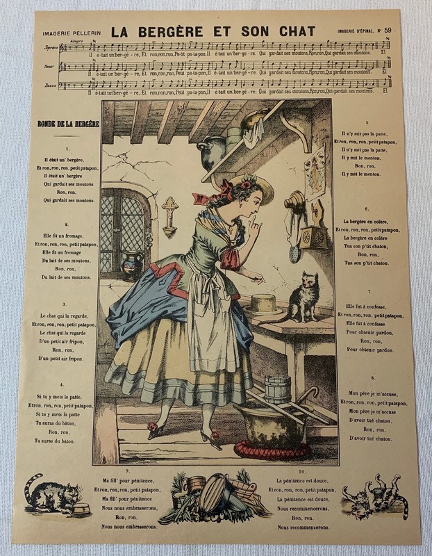1890 Imagerie Pellerin/D'Epinal~ LA BERGERE ET SON CHAT