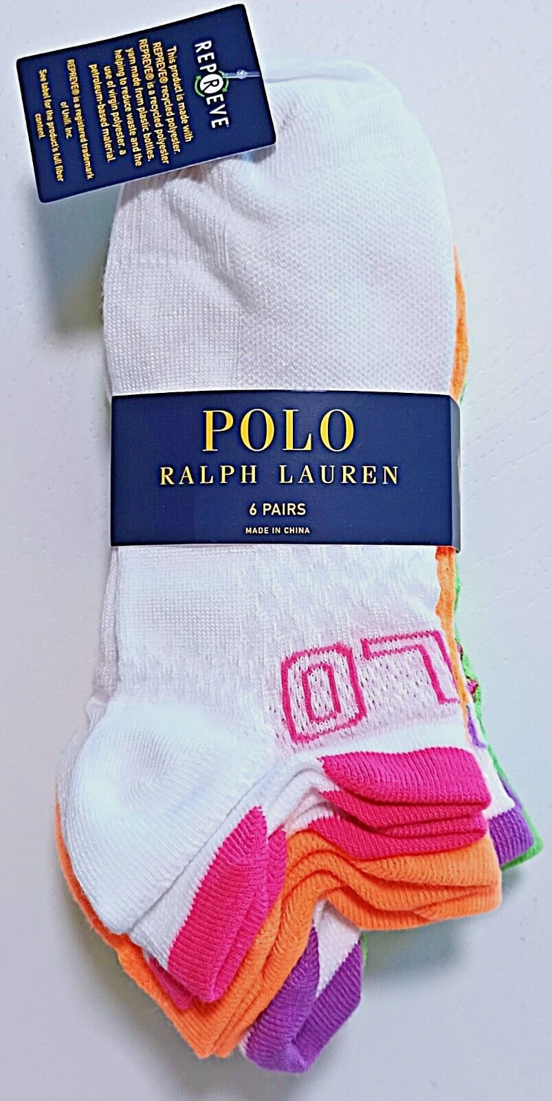 NWT POLO RALPH LAUREN Women's Double Tab Ankle Socks Low-Cut Socks 6 Pairs