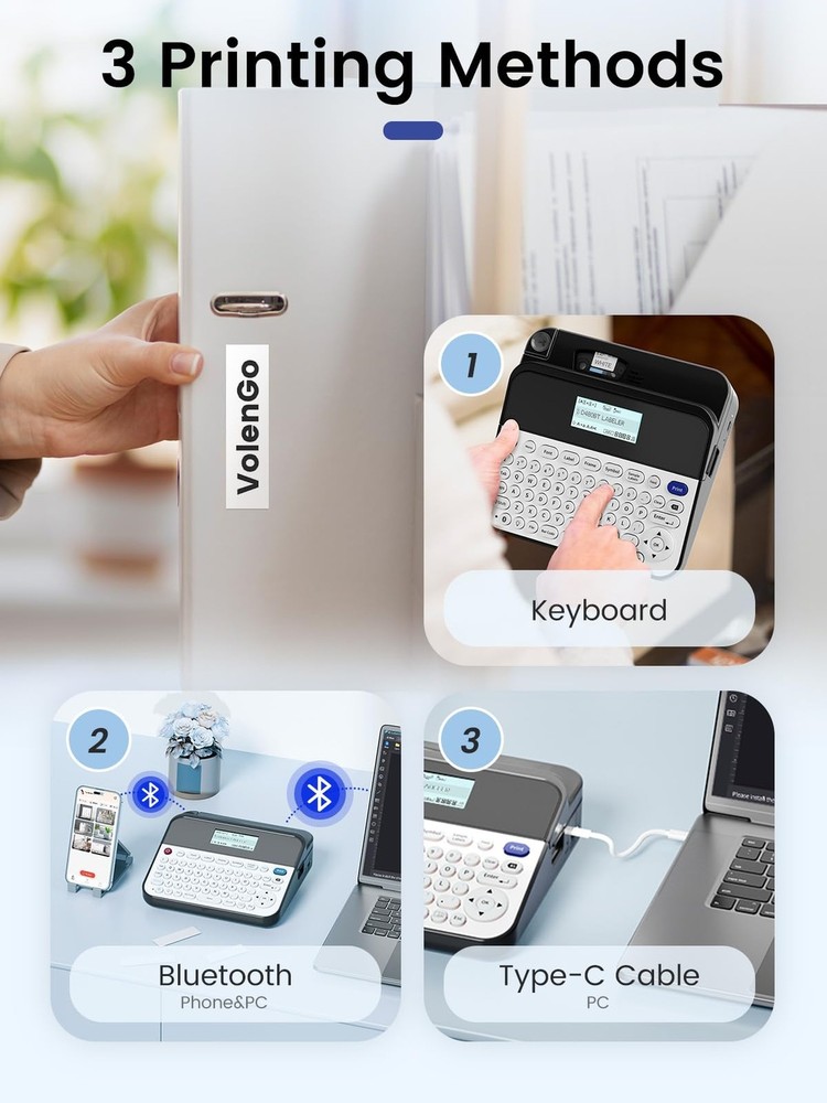 Waterproof Label Maker Machine with Tapes for Home & Office Organization