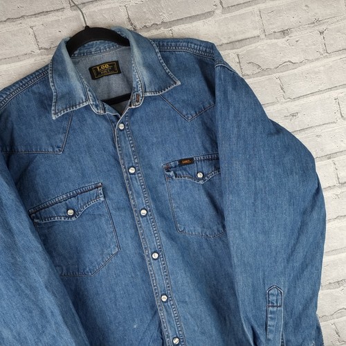 Mens Lee denim shirt size Large XL blue 