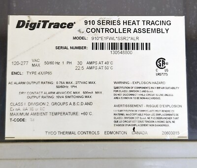 DigiTrace 910*E1FWL*SSR2*ALR 910 Series Heat Tracing Controller