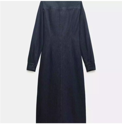 zw collection denim midi dress Zara ZW Collection Women's Blue Denim Midi Dress Size XS NWT Bloggers Favorite