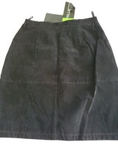 Vintage 90s PELLE Black Suede Skirt Genuine Leather Lined Size 16 NWT
