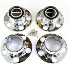 BRONCO II RANGER EXPLORER 4X4 Wheel Chrome Center Hub Cap BLACK Set w/ 2 OPEN