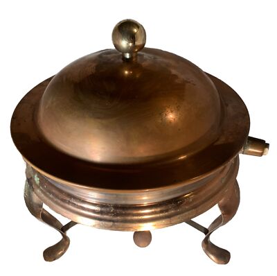Vintage Copper And Brass Chafing Dish Buffet Server Warming Stand (S)