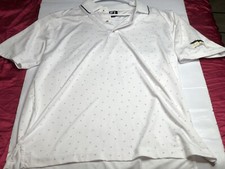 FootJoy Shirt Men's L White Geometric Print Short Sleeve Performance Golf Polo